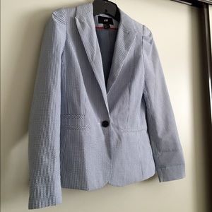H&M white/light blue stripes blazer